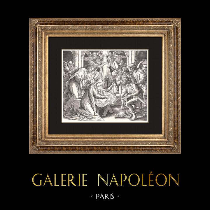 Stampe Antiche Disegni Bibbia Nuovo Testamento Angeli La