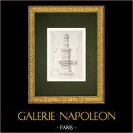 Prefeitura do 12º arrondissement de Paris - Campanário (J. Hénard) | Gravura original em talho-doce sobre aço gravada por Lebel. Manchas de humidade. 1883