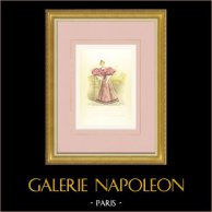 Mode - Frau - Paris - Sommer 1895 - Toilette en Satin Moiré avec Corsage Impression Cachemire Gaufré | Original lithografie. Anonym. Handaquarelliert. 1895