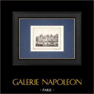 Ansicht von Château d'Ussé - Türme - Französische Garten - André Le Nôtre (Frankreich) | Original lithografie gezeichnet von Bourgerie, lithographiert von Clarey-Martineau. 1841