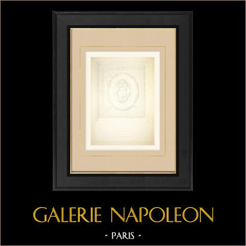 Corte di Cassazione - Parigi - Soffitto della scala - Volta a padiglione (Duc) | Auto-incisione originale disegnata da Duc. 1873