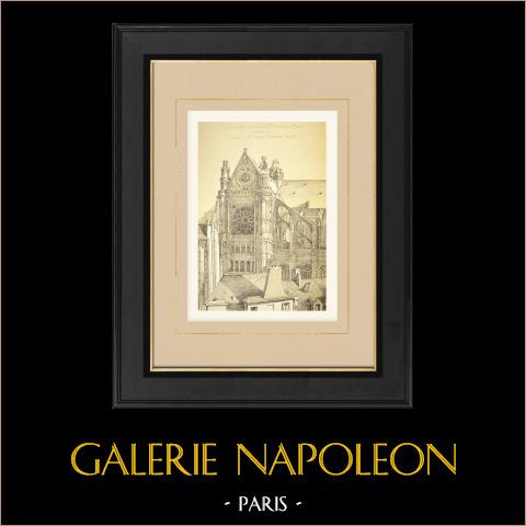 Kirche Saint Eustache - Paris (Tissandier) | Original autogravur gezeichnet von Tissandier, gestochen von Galliot. 1873