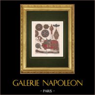 Traditionelle Kostüme - Polen - Pferdegeschirr - 17. und 18. Jahrhundert | Original chromolithografie lithographiert von Schmidt. 1888