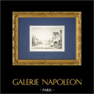 Veduta delle Isole Flegree - Regno di Napoli (Italia) | Litografia originale disegnata da Bourgeois, litografata da C. de Lostegre. 1840