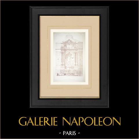 Fontaine à la gloire de Neptune (Gagey) | Autogravure originale dessinée par Gagey, gravée par Boussac. 1878