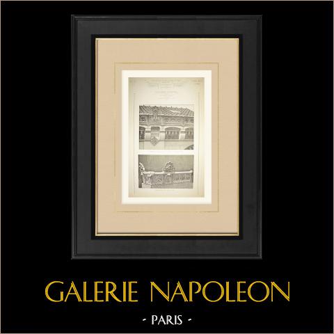 Collège Chaptal - Paris (Eugène Train) | Original autogravure drawn by Train, engraved by Hacquart. 1871