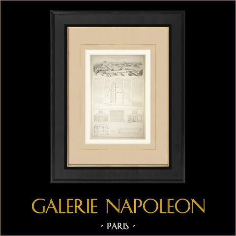 Temporary hospital - Sheds - Siege of Paris 1870 | Original autogravure engraved by Sabouraud & Ladermann. 1871