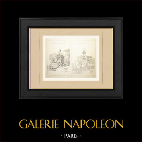 Pavillon für einen pensionierten Wissenschaftler (Dailly - Loviot) | Original autogravur gestochen von Hacquart, Macé. 1872