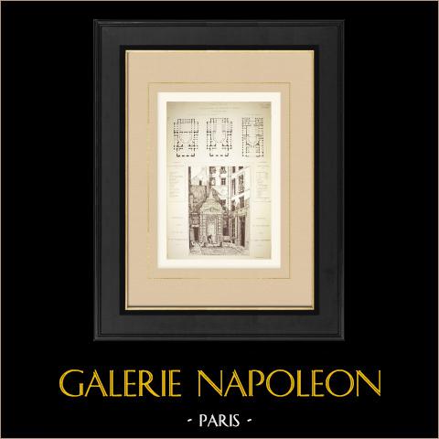 Projekte für ein Theater in Genf - Schweiz (Koch & Jaquet, Goity) - Brunnen Jarente - Paris | Original autogravur gestochen von Macé, Tissandier. 1872