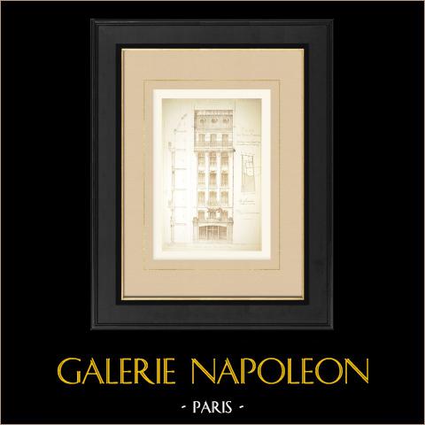 Haus in der Pariser Rue de la Monnaie (Vaudremer) | Original autogravur gezeichnet von Hédin, gestochen von Forget. 1868
