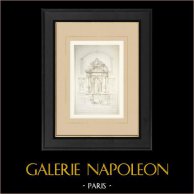 Monumento ad un artista per la Scuola di Belle Arti (Edouard Defays) | Auto-incisione originale disegnata da Defays, incisa da Rivoalen. 1881