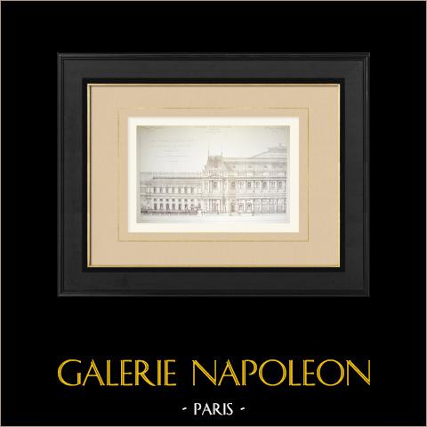 Ein Palast - Schönen Künste - Fassade (Maillart-Norbert) | Original autogravur gezeichnet von Maillart-Norbert, gestochen von Boussac. 1882
