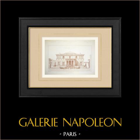 Hotel Avenue Montaigne in Paris - Fassade (Alfred Normand) | Original autogravur gezeichnet von Normand, gestochen von Hacquart. 1882