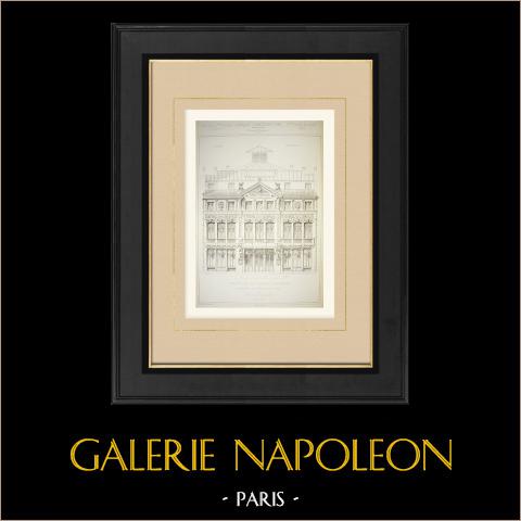 Theater Comédie de Paris - Fassade (Marcel Deslignières) | Original autogravur gezeichnet von Deslignières, gestochen von Guerber. 1883