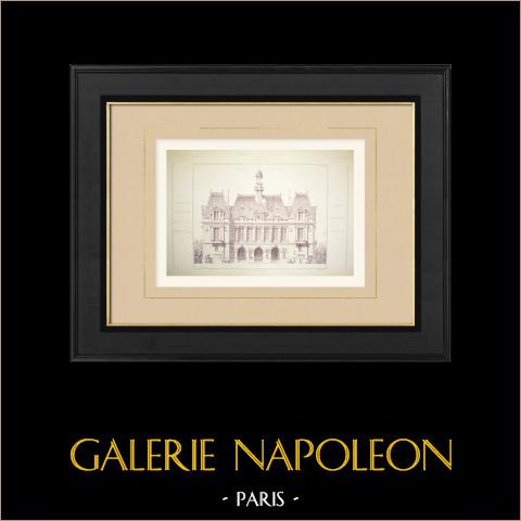 Town Hall in Neuilly-sur-Seine - Facade (Gaspard André) | Original autogravure drawn by André, engraved by Lange. 1880