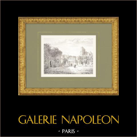 Château de La Meilleraye - Beaulieu-sous-Parthenay - Deux-Sèvres (France) | Lithographie originale dessinée et lithographiée par Sadoux. 1876