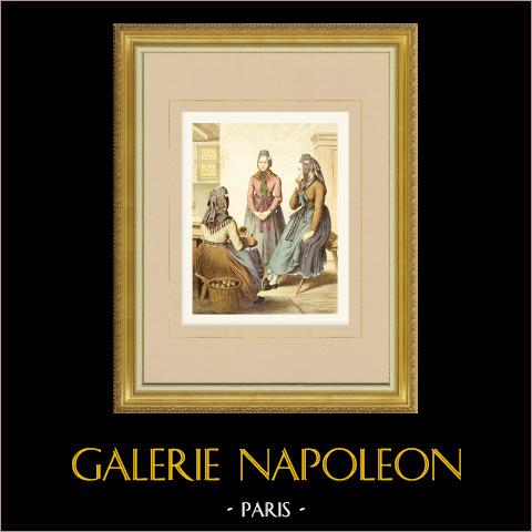 Costumi di Wetzlar - Assia (Germania)  | Cromolitografia originale su carta velina disegnata da Kretschmer, litografata da Leutzsch. 1887