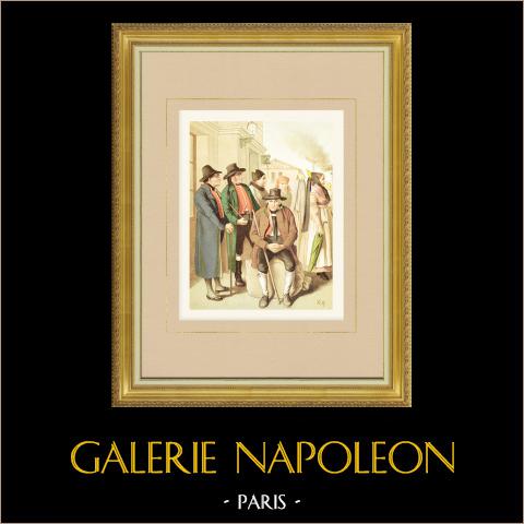 Costumi della Baviera - Distretto della Svevia (Germania) | Cromolitografia originale su carta velina disegnata da Kretschmer, litografata da Leutzsch. 1887
