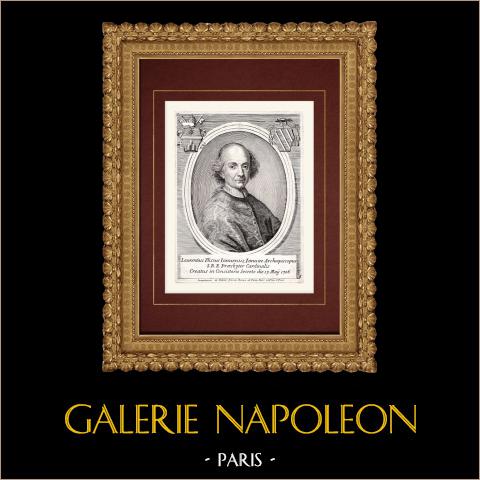 Porträt von Lorenzo Fieschi, Kardinal (1642-1726) | Original kupferstich auf geripptes papier. Anonym. 1795