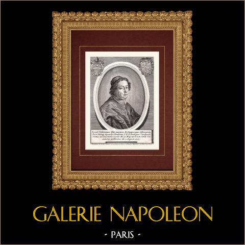 Porträt von Giuseppe Vallemani, Kardinal (1648-1725) | Original kupferstich auf geripptes papier. Anonym. 1795