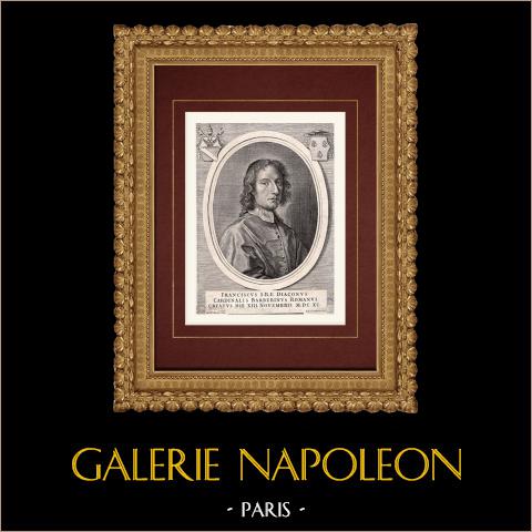 Porträt von Francesco Barberini, Kardinal (1662-1738) | Original kupferstich auf geripptes papier gestochen von Gandensis nach Carolus Maratus. 1795