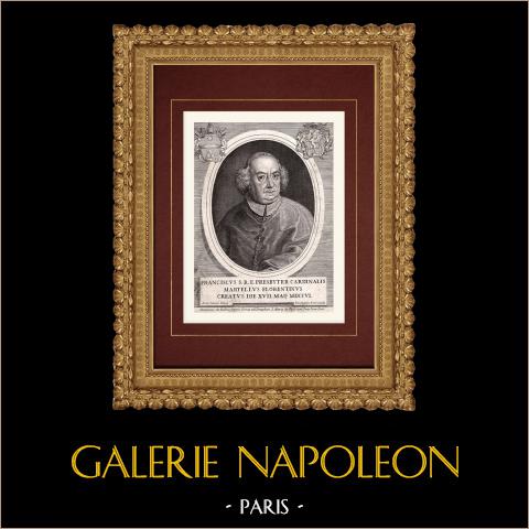 Porträt von Francesco Martelli, Kardinal (1633-1717) | Original kupferstich auf geripptes papier gestochen von Rossi nach Odatius. 1795