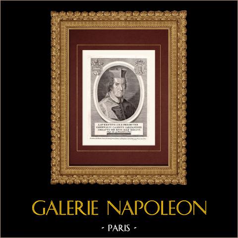 Porträt von Lorenzo Casoni, Kardinal (1645-1720) | Original kupferstich auf geripptes papier. Anonym. 1795