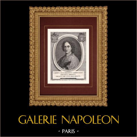 Porträt von Carlo Colonna, Kardinal (1665-1739) | Original kupferstich auf geripptes papier gestochen von Rossi. 1795