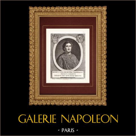 Porträt von Pietro Priuli, Kardinal (1669-1726) | Original kupferstich auf geripptes papier gestochen von Rossi nach Treuisani. 1795