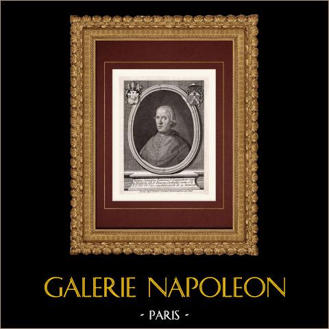 Porträt von Filippo Carandini, Kardinal (1729-1810) | Original kupferstich auf geripptes papier gestochen von Antonini. 1795