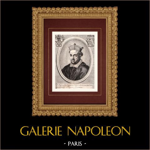 Ritratto di Raimondo Capizucchi, cardinale (1615-1691) | Incisione originale a bulino su rame su carta vergata. Anonima. 1795
