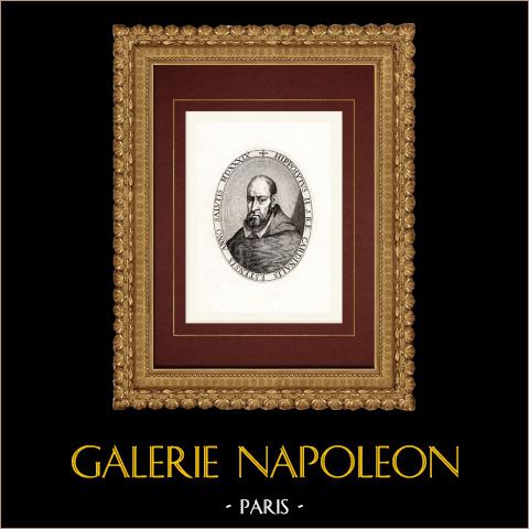 Ritratto di Ippolito d'Este, cardinale (1509-1572) | Incisione originale a bulino su rame su carta vergata. Anonima. 1750