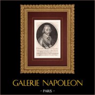 Ritratto del Cardinale Armand Jean du Plessis de Richelieu (1585-1642) | Incisione originale a bulino su rame su carta vergata. Anonima. 1750