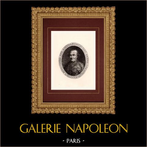 Ritratto di Vincenzo Gaspar, cardinale | Incisione originale a bulino su rame su carta vergata. Anonima. Applicata su carta. 1750