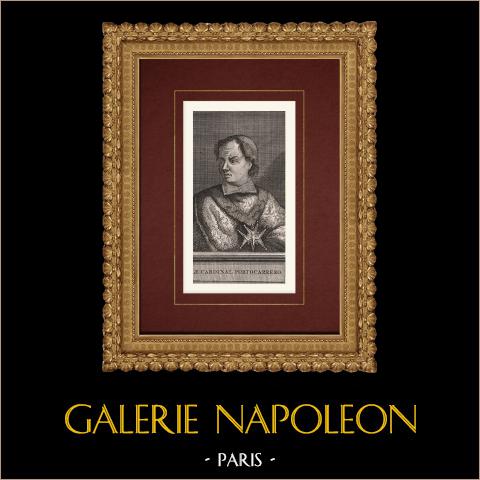 Ritratto del cardinale Portocarrero | Incisione originale a bulino su rame su carta vergata. Anonima. 1750