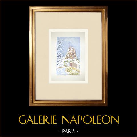 Le Puy-en-velay - Skała i Kościół St-michel D'aiguilhe pod śniegiem - Haute-loire (Francja) | 