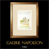 Karmeliterkirche von Puy-en-Velay - Haute-Loire (Frankreich) | Original aquarell auf Papier von Louis Gibert. Signée en bas à droite. Titrée en bas à gauche. Datierte 1987