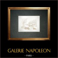 Ansicht von Canal Saint-Martin in Paris - Fußgängerbrücke - La Villette - Ourcq (Frankreich) | Original tuschezeichnung. Signiert unten rechts. Betitelt unten links. Datiert 1986