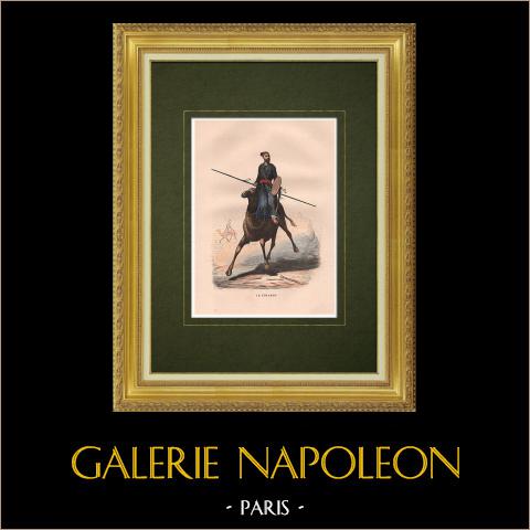 Tuareg - Deserto del Sahara - Pastore Nomade - Cammello - Costume Tradizionale (Nord Africa) | Incisione xilografica originale disegnata da Frere, incisa da Deghoux. Acquerellata a mano. 1846