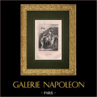 'Ondina e il cavaliere - Féerie du Nord  | Litografia originale disegnata da Rheal, litografata da Regnier. 1843