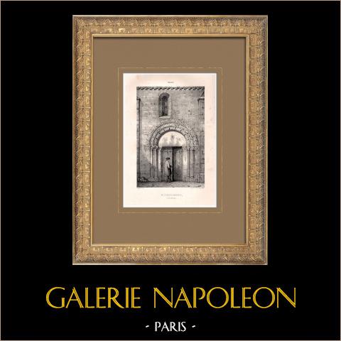 Veduta di Digione - Chiesa di Saint Philibert - Côte-d'Or (Francia) | Litografia originale disegnata e litografata da Sagot. 1853