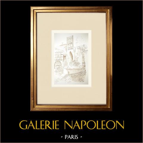 Widok Riquewihr - Dolder i Fontanna - Haut-rhin (Francja) | 