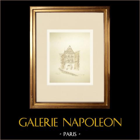 Casa di Kaysersberg - Alto Reno - Alsazia (Francia) | Disegno a inchiostro originale disegnato da Louis Gibert. Firmato in basso a destra. Intitulado in basso a sinistra. Datato 1987