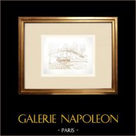 Ansicht von Canal Saint-Martin in Paris - Fußgängerbrücke - La Villette - Ourcq (Frankreich) | Original tuschezeichnung gezeichnet von Louis Gibert. Signiert unten rechts. Betitelt unten links. Datiert 1986