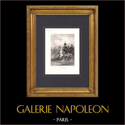 Reiterporträt von Abdülmecid I. (1823-1861) | Original stahlstich gezeichnet und gestochen von Rouargue frères. 1855