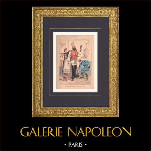 Guardia dei Cavalieri della Scorta dello Zar (Russia) | Stampa policroma originale disegnata da Draner. 1890