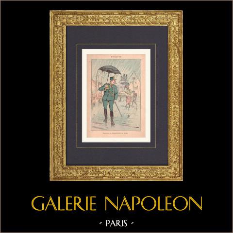 Hauptmann der Fußjäger (Niederlande) | Original polychromdruck gezeichnet von Draner. 1890