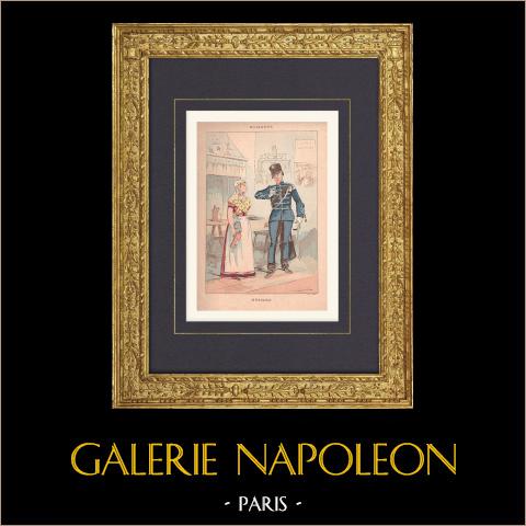 Ein Husar (Holland) | Original polychromdruck gezeichnet von Draner. 1890