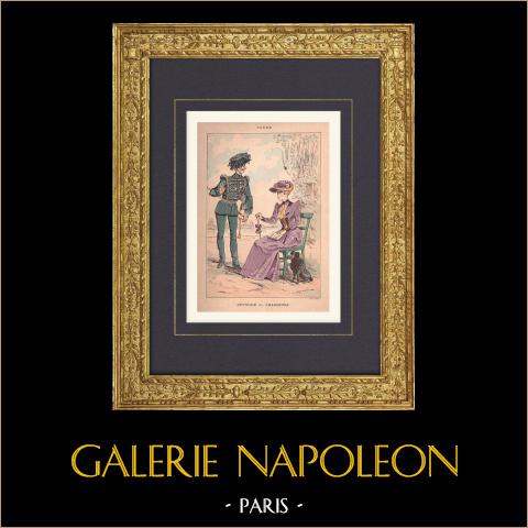 Esercito svedese - Ufficiale Fuciliere (Svezia) | Stampa policroma originale disegnata da Draner. 1890