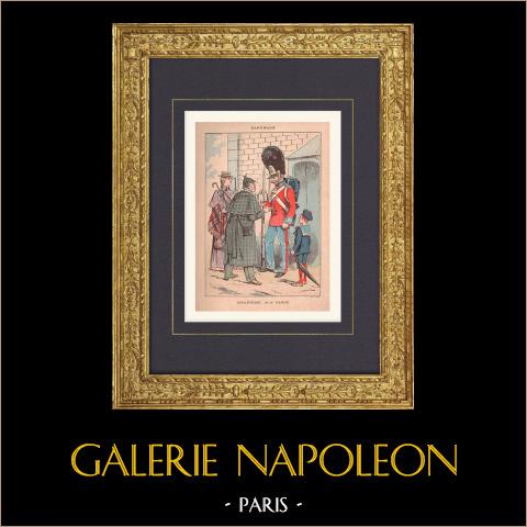 Ussaro della Guardia danese - Scorta della Guardia Reale (Danimarca) | Stampa policroma originale disegnata da Draner. 1890